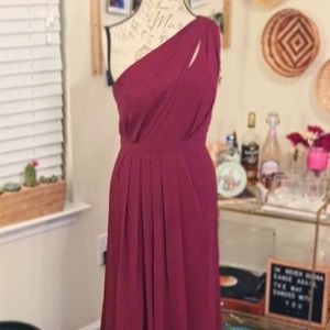 Wine one shoulder dress
